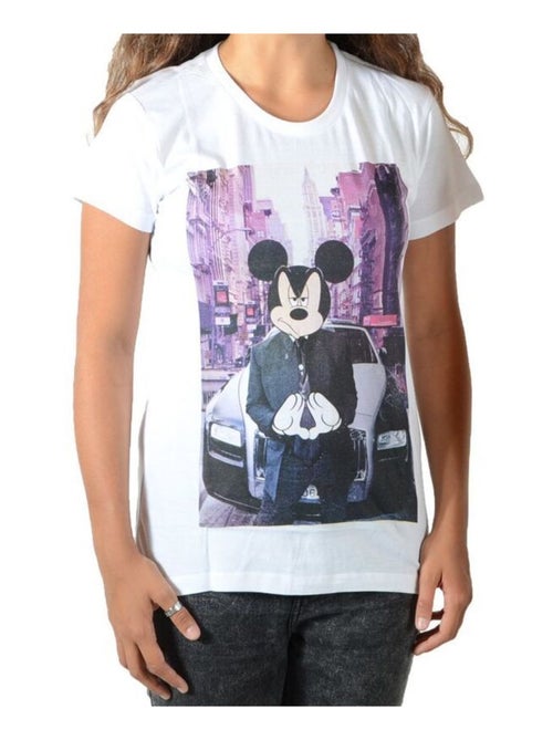 Tee Shirt Little Eleven Paris Dickey SS Mickey Mixte Garçon   Fille  Blanc - Kiabi