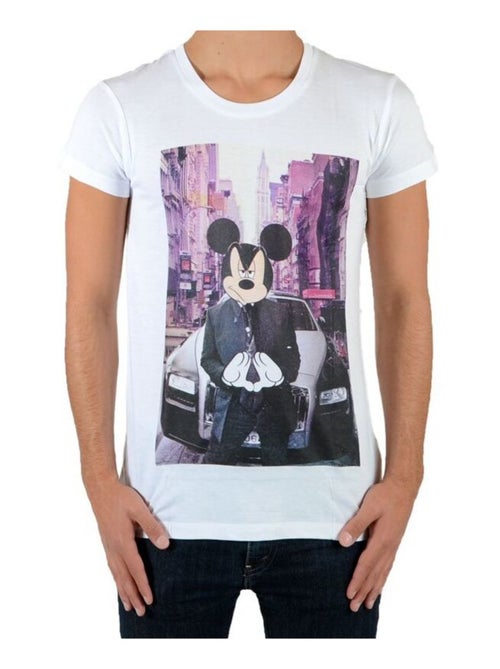 Tee Shirt Little Eleven Paris Dickey SS Mickey Mixte Garçon   Fille  Blanc - Kiabi