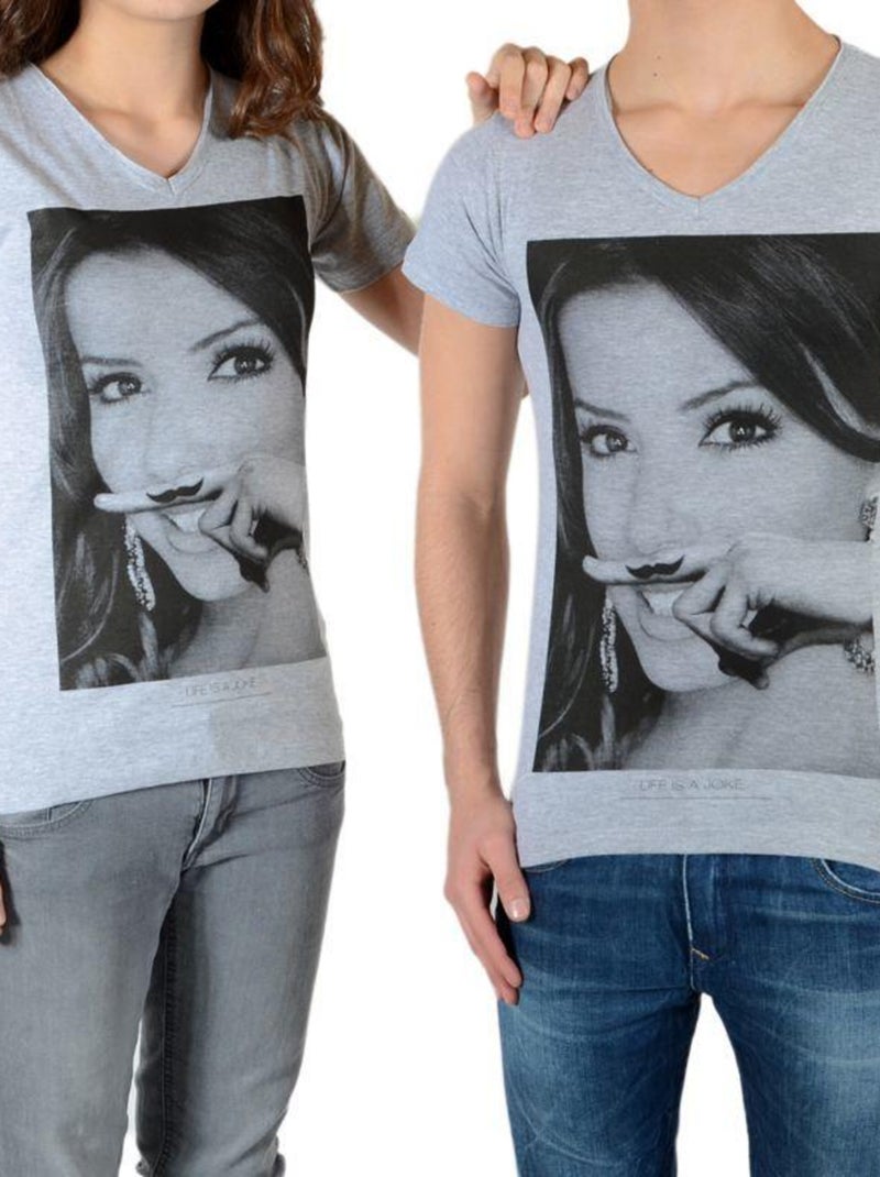 Tee Shirt Little Eleven Paris Eva SS Mixte Gris - Kiabi