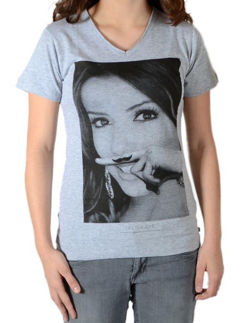 Tee Shirt Little Eleven Paris Eva SS Mixte Gris - Kiabi