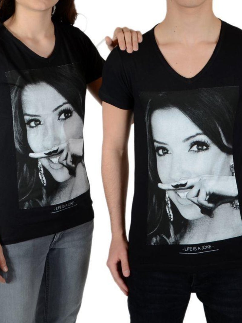 Tee Shirt Little Eleven Paris Eva SS Mixte Noir - Kiabi