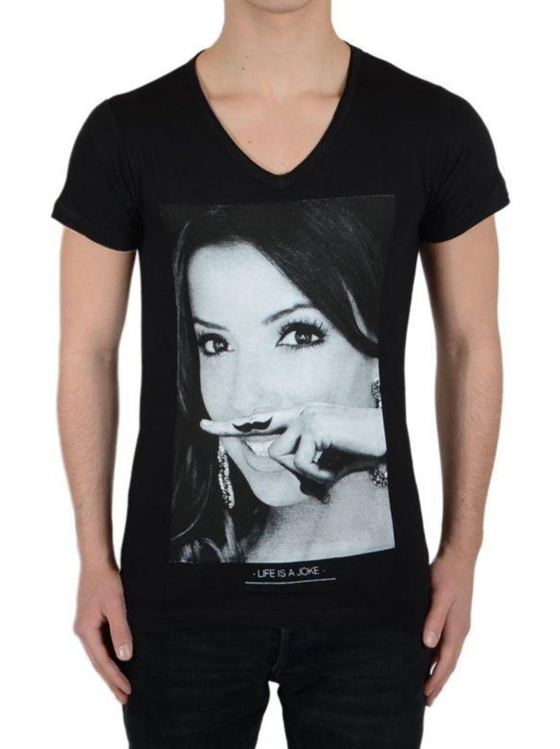 Tee Shirt Little Eleven Paris Eva SS Mixte Noir - Kiabi