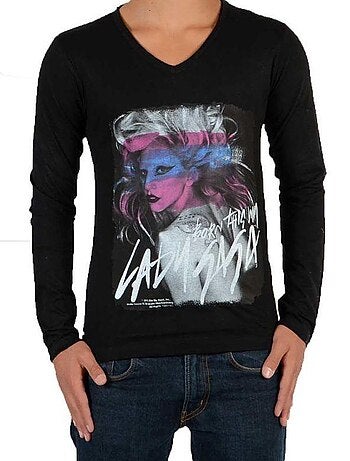 Tee Shirt Little Eleven Paris Gaga LS Mixte Garçon Fille Lady Gaga Noir