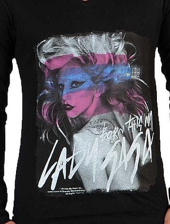 Tee Shirt Little Eleven Paris Gaga LS Mixte Garçon Fille Lady Gaga Noir