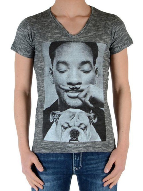 Tee Shirt Little Eleven Paris Garçon Little Smith TS Gris Cotton Vintage - Kiabi