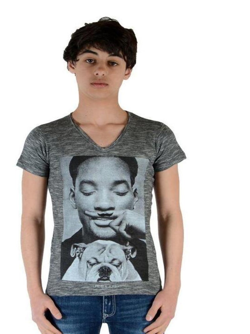 Tee Shirt Little Eleven Paris Garçon Little Smith TS Gris Cotton Vintage Gris - Kiabi