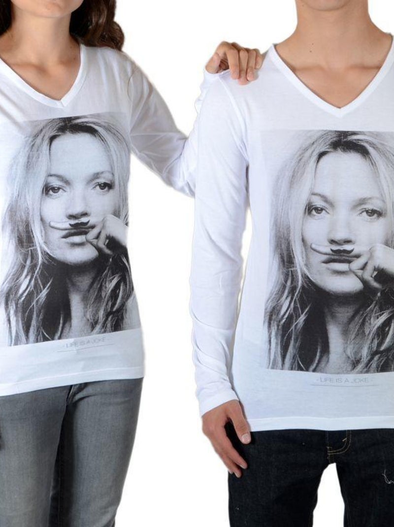 Tee Shirt Little Eleven Paris Kate LS Kate Moss Mixte Garçon  Fille  Blanc M99 Blanc - Kiabi