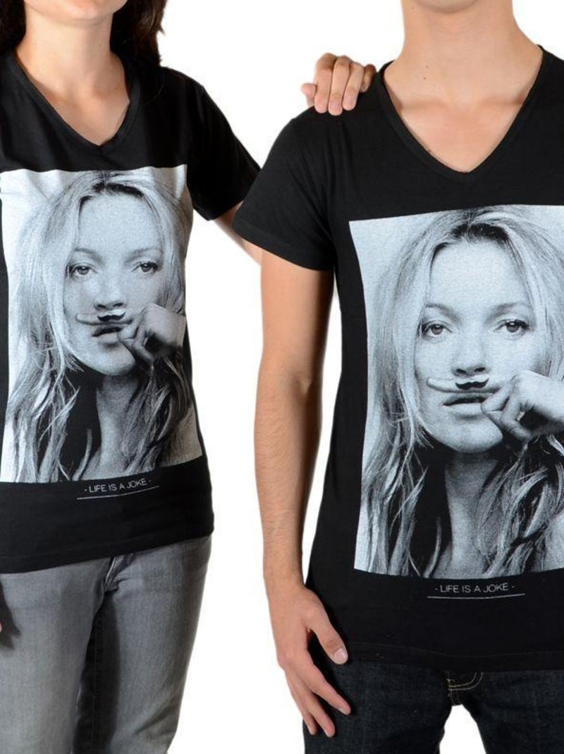 Tee Shirt Little Eleven Paris Kate Moss SS Kate Moss Mixte Garçon  Fille  Noir Noir - Kiabi