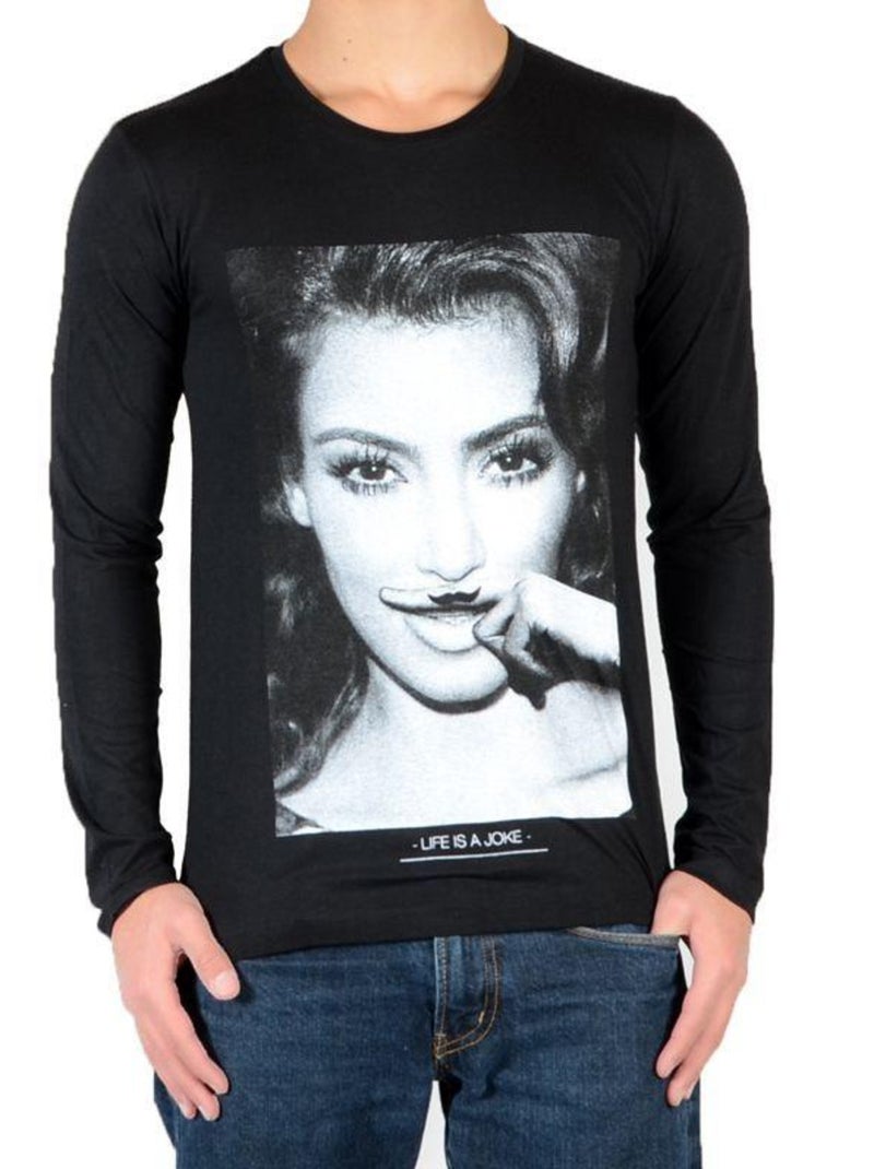 Tee Shirt Little Eleven paris Kim LS Mixte Noir - Kiabi
