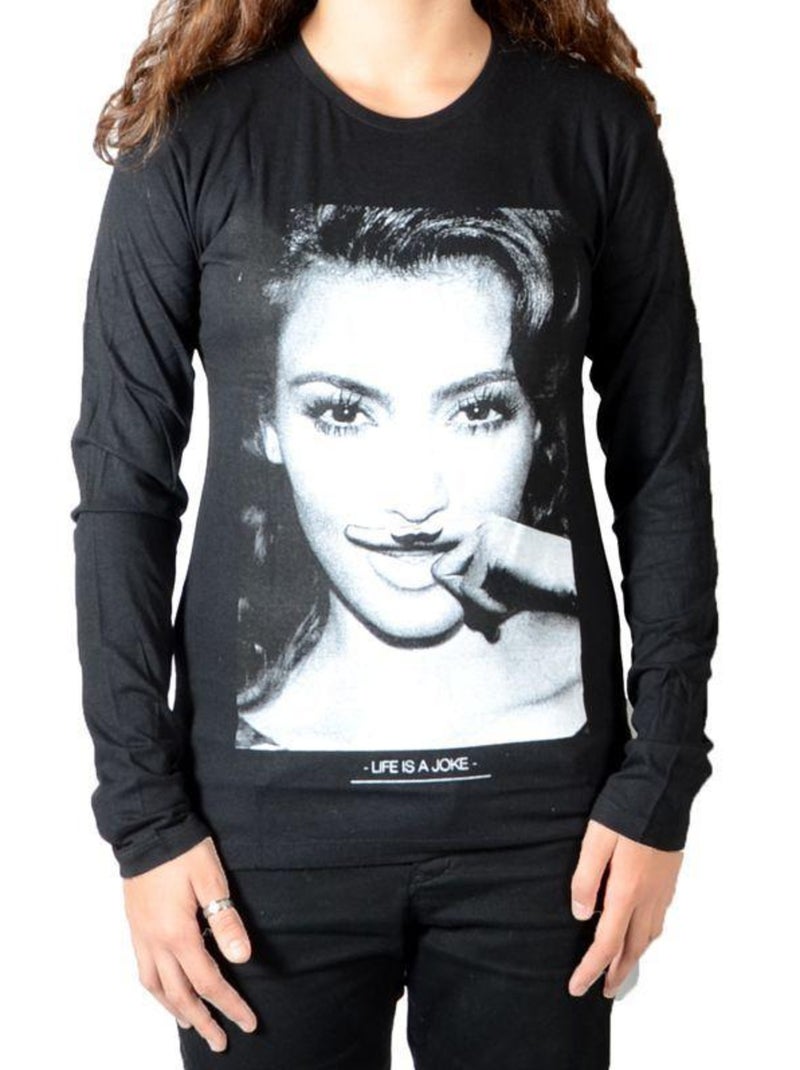Tee Shirt Little Eleven paris Kim LS Mixte Noir - Kiabi