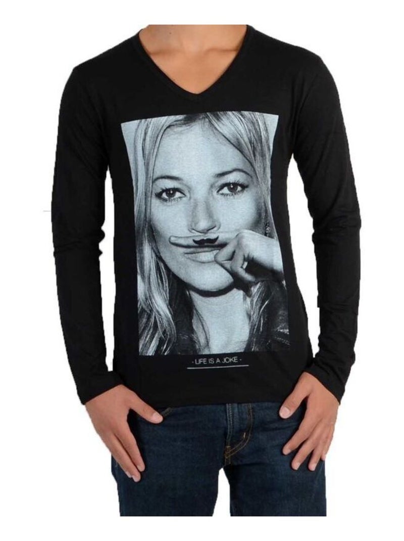 Tee Shirt Little Eleven paris KM LS Mixte Garçon   Fille  Kate Moss Noir - Kiabi