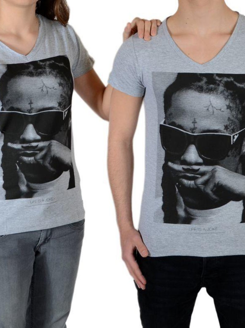 Tee Shirt Little Eleven Paris Lil SS Mixte Gris - Kiabi