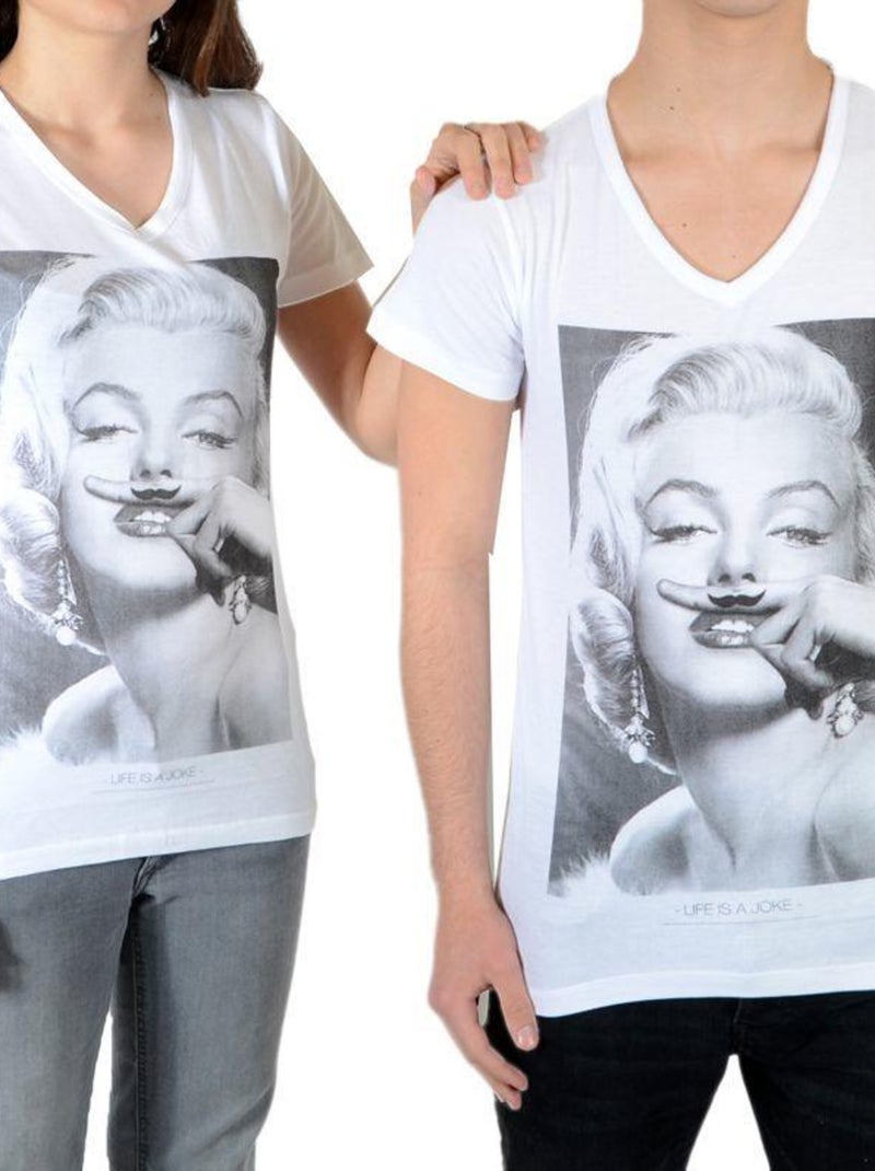 Tee Shirt Little Eleven Paris Marilyn SS Mixte Blanc - Kiabi