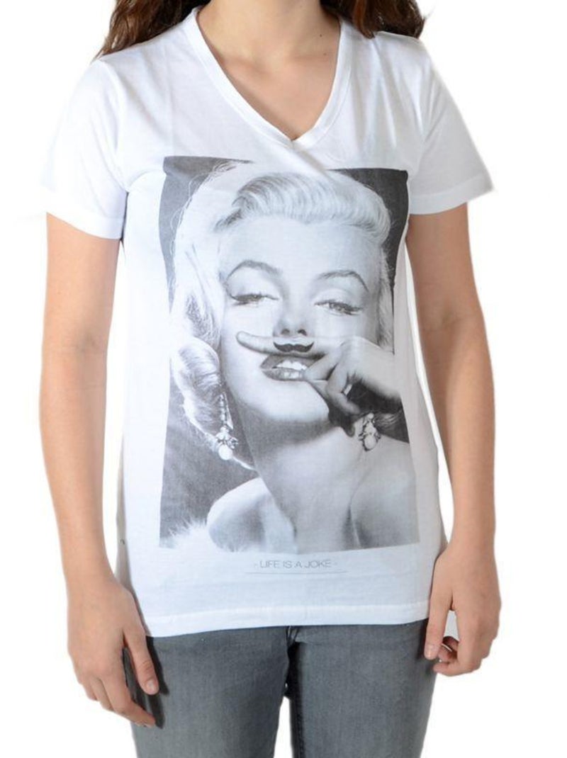 Tee Shirt Little Eleven Paris Marilyn SS Mixte Blanc - Kiabi