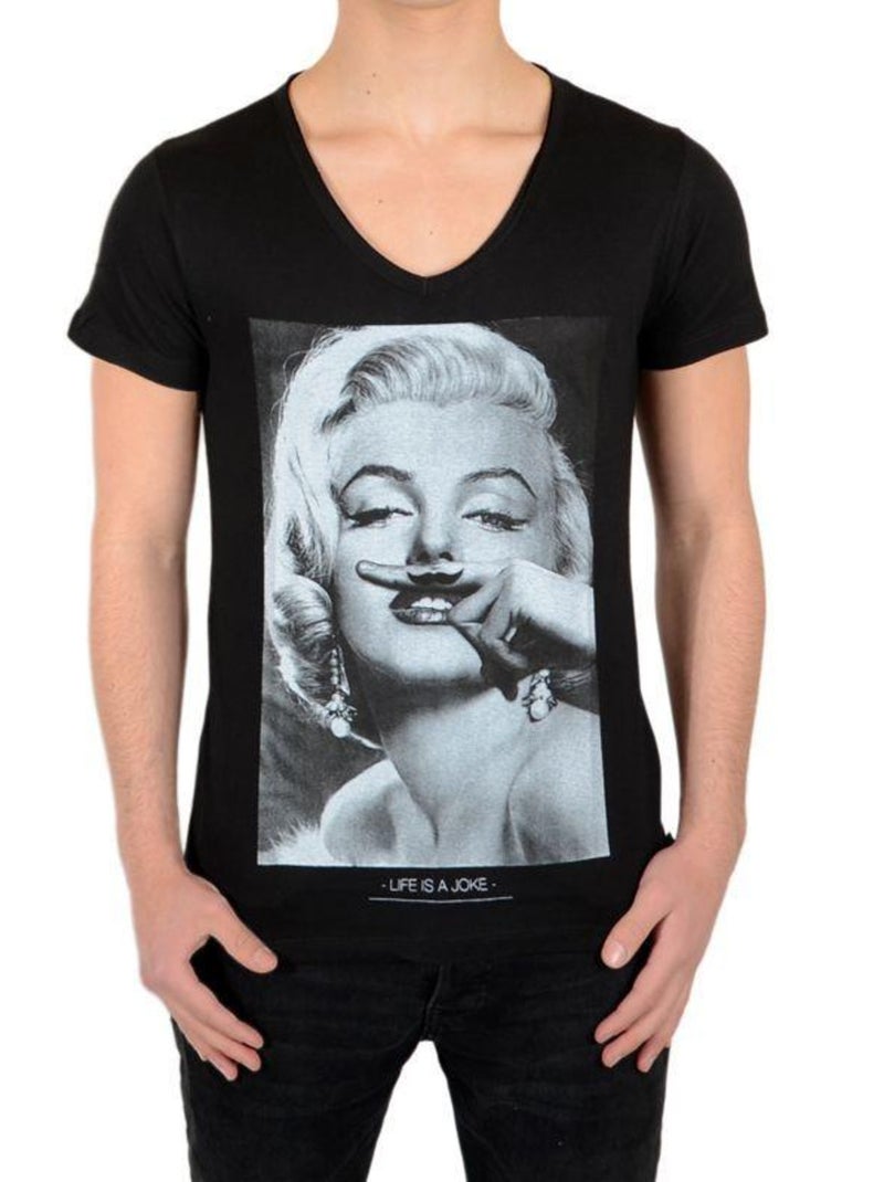 Tee Shirt Little Eleven Paris Marilyn SS Mixte Noir - Kiabi