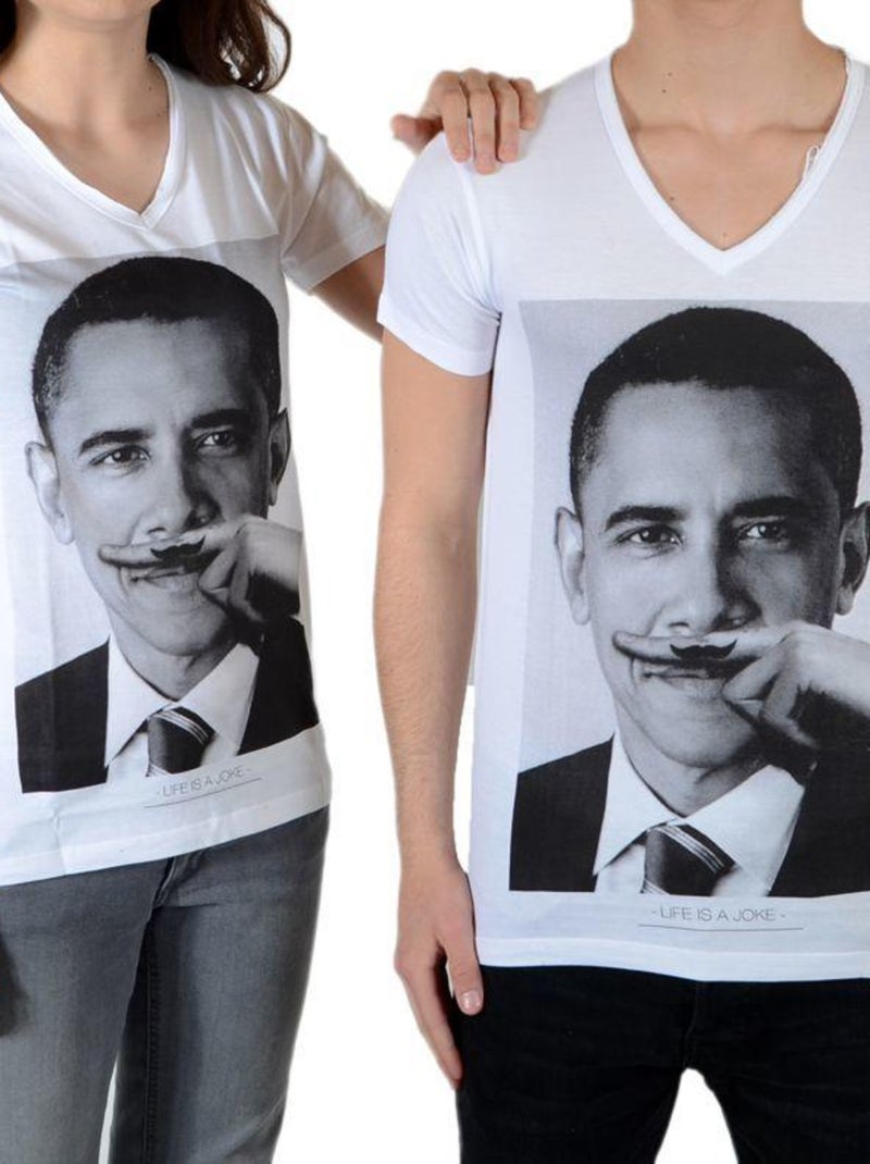 Tee Shirt Little Eleven Paris Obama SS Mixte Blanc - Kiabi