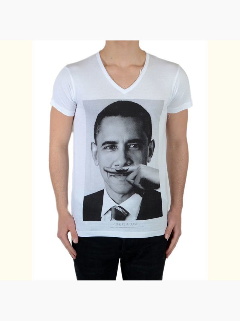 Tee Shirt Little Eleven Paris Obama SS Mixte Blanc - Kiabi