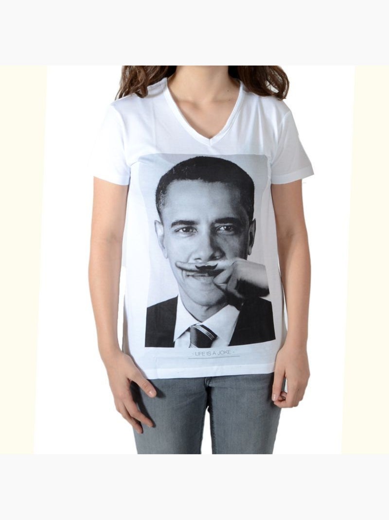 Tee Shirt Little Eleven Paris Obama SS Mixte Blanc - Kiabi