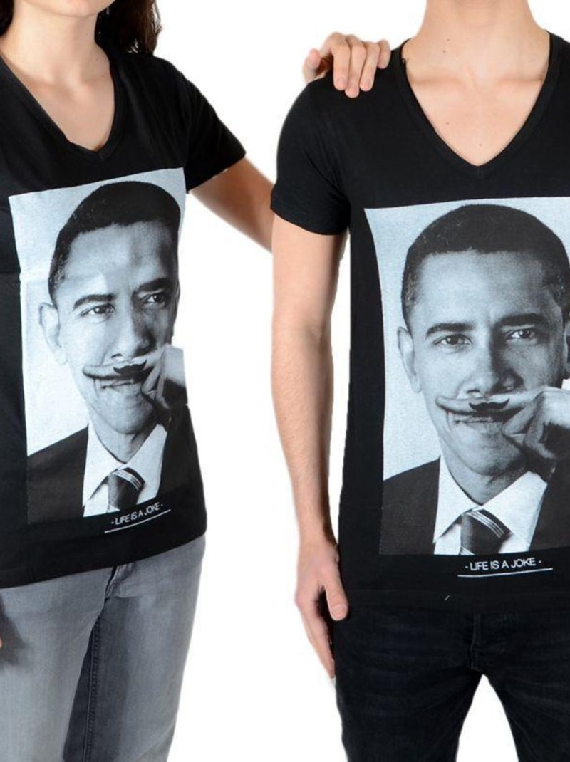 Tee Shirt Little Eleven Paris Obama SS Mixte Garçon  Fille  Barack Obama Noir Noir - Kiabi
