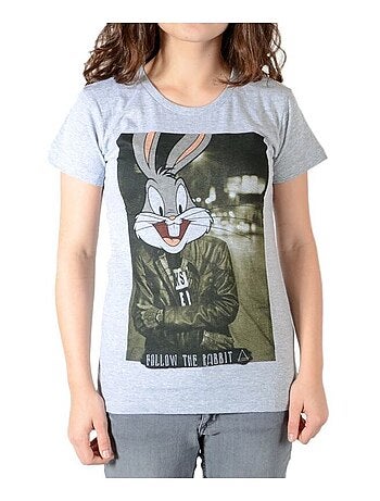 Tee Shirt Little Eleven Paris Rabbit SS Mixte garçon fille Bugs Bunny Gris