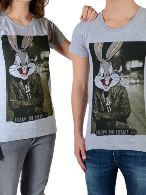 Tee Shirt Little Eleven Paris Rabbit SS Mixte garçon   fille  Bugs Bunny Gris - Kiabi