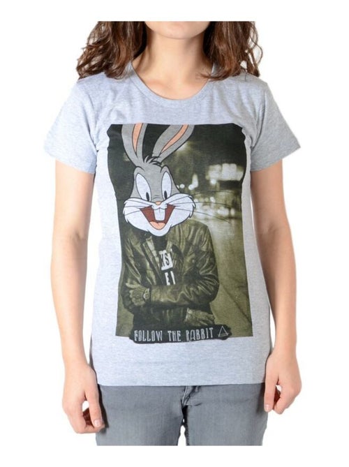 Tee Shirt Little Eleven Paris Rabbit SS Mixte garçon   fille  Bugs Bunny Gris - Kiabi