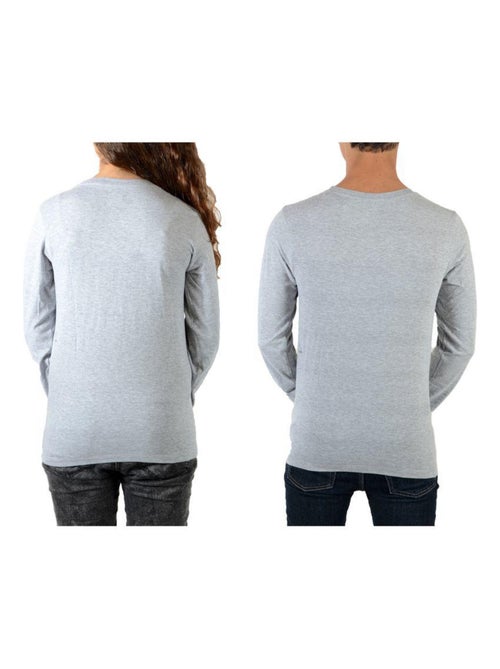 Tee Shirt Little Eleven Paris Reige LS Mixte Garçon   Fille  Gris Chiné - Kiabi