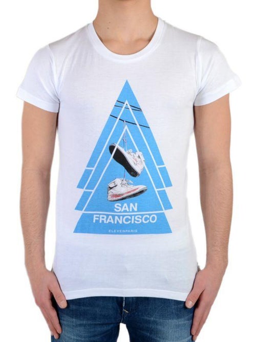 Tee Shirt Little Eleven Paris SF SS Mixte garçon   fille  Blanc - Kiabi