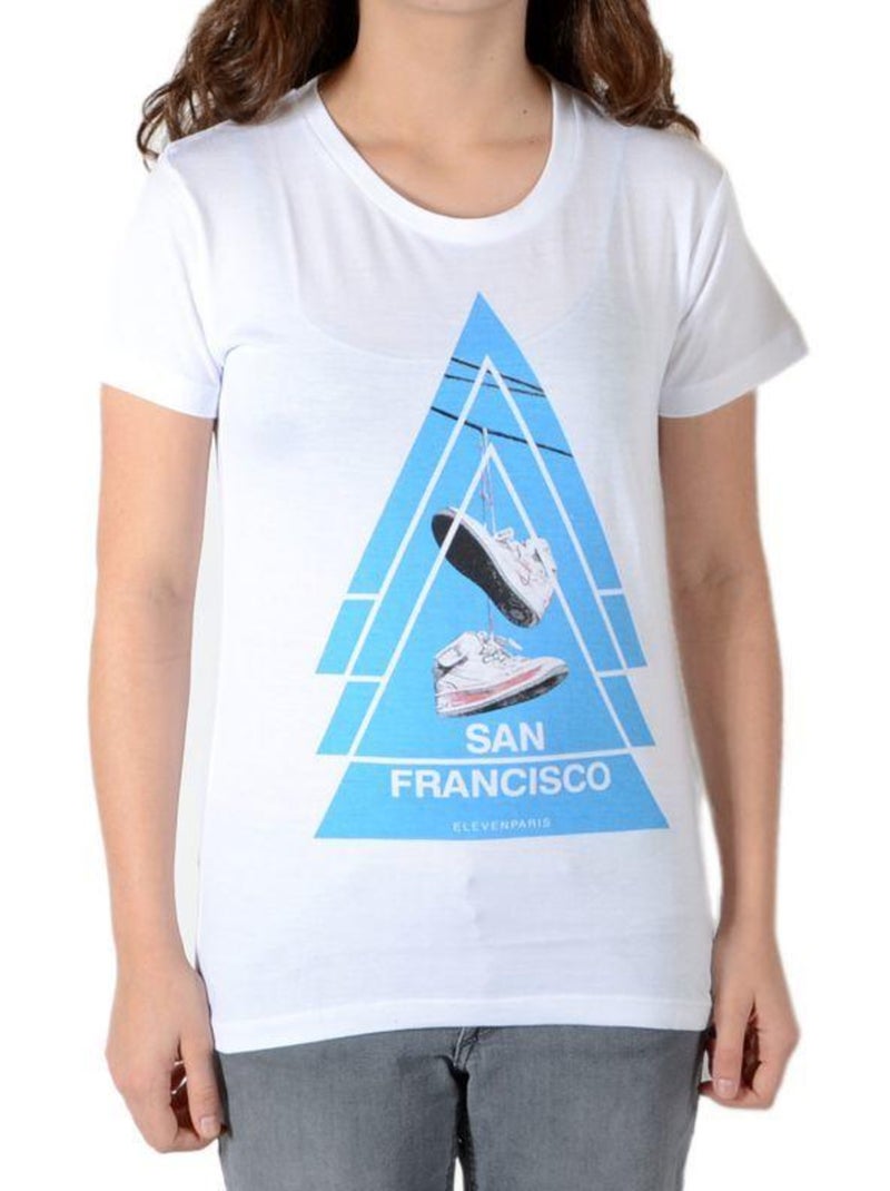 Tee Shirt Little Eleven Paris SF SS Mixte garçon   fille  Blanc Blanc - Kiabi
