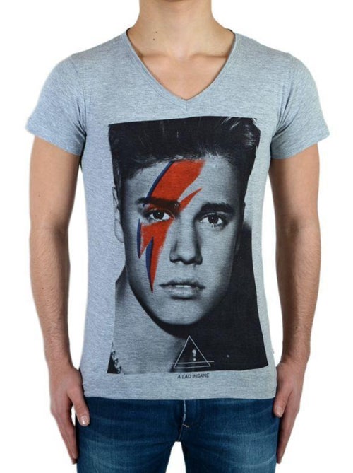 Tee Shirt Little Eleven Paris  SS Mixte garçon   fille   Gris Chiné - Kiabi