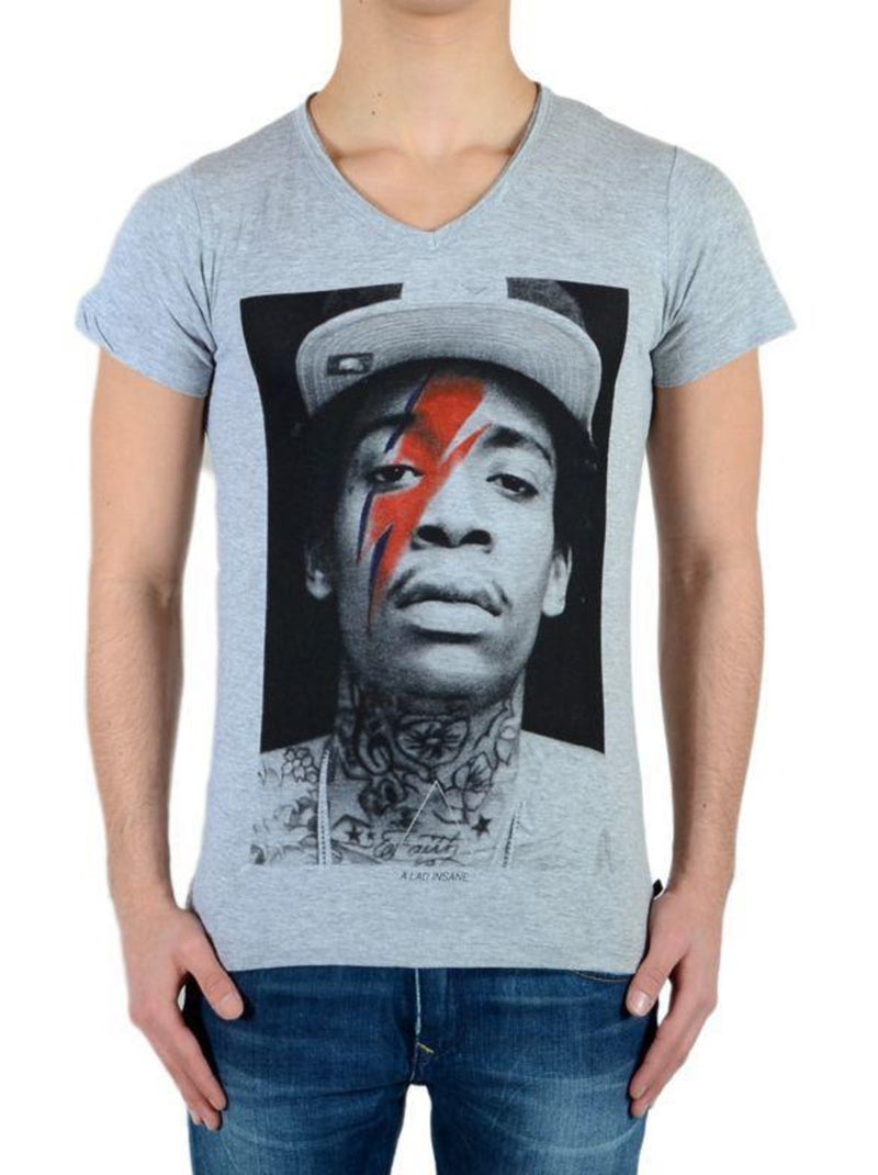 Tee Shirt Little Eleven Paris Wiz Bowie SS Mixte Gris - Kiabi