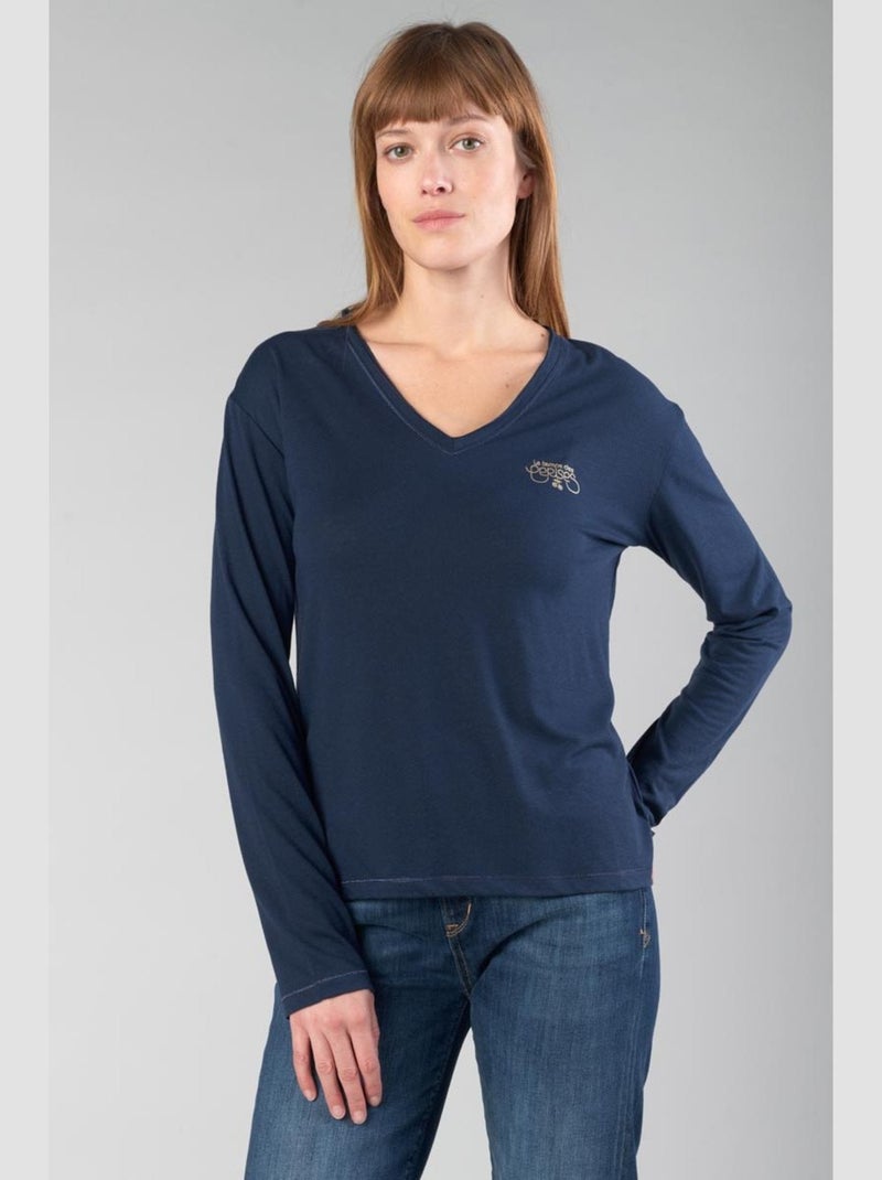 Tee-Shirt LONGVTRA 'Le Temps Des Cerises' Bleu - Kiabi