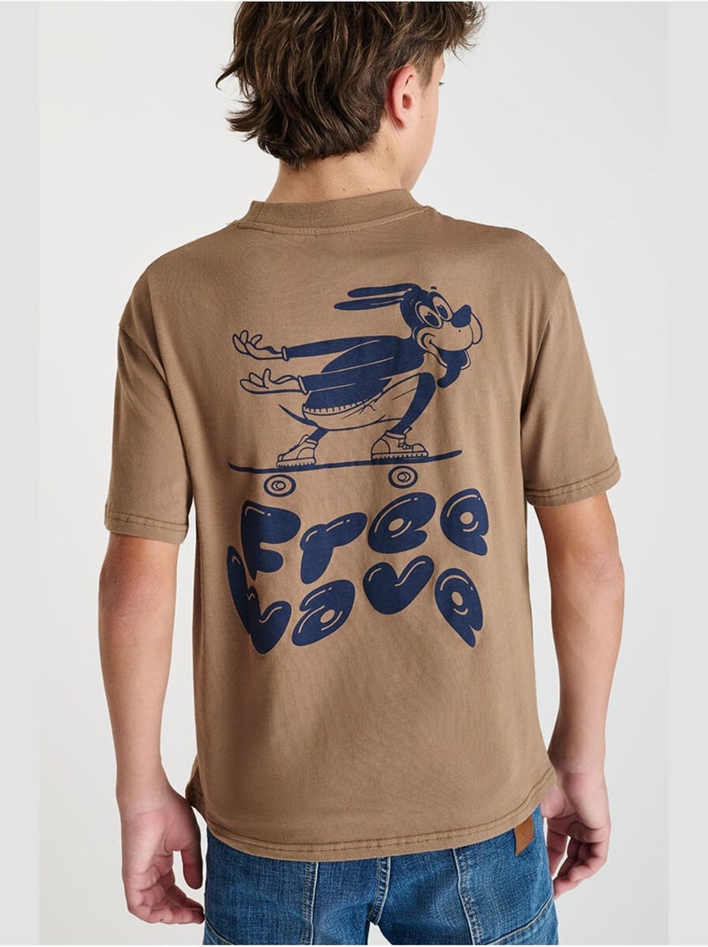 Tee-Shirt LUDBO 'Le Temps Des Cerises' Marron - Kiabi