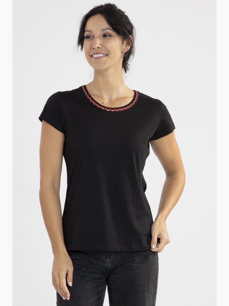 Tee-shirt Lurex   Avec Col Rond | Gerard Pasquier Noir - Kiabi