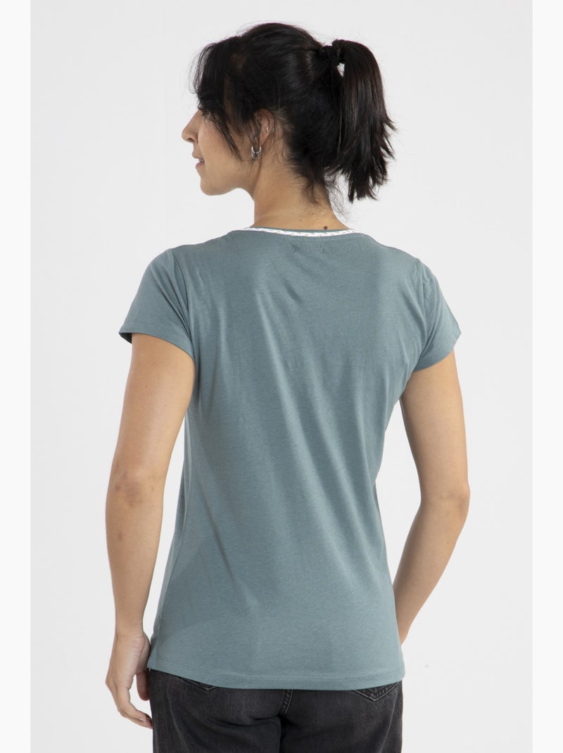 Tee-shirt Lurex   Avec Col Rond | Gerard Pasquier Vert - Kiabi