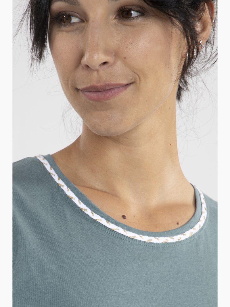 Tee-shirt Lurex   Avec Col Rond | Gerard Pasquier Vert - Kiabi