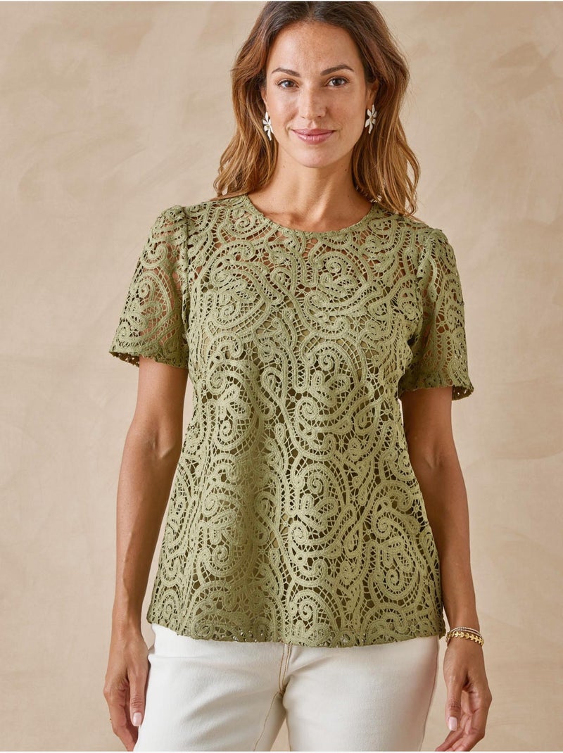 Tee-shirt macramé - DAXON Kaki - Kiabi