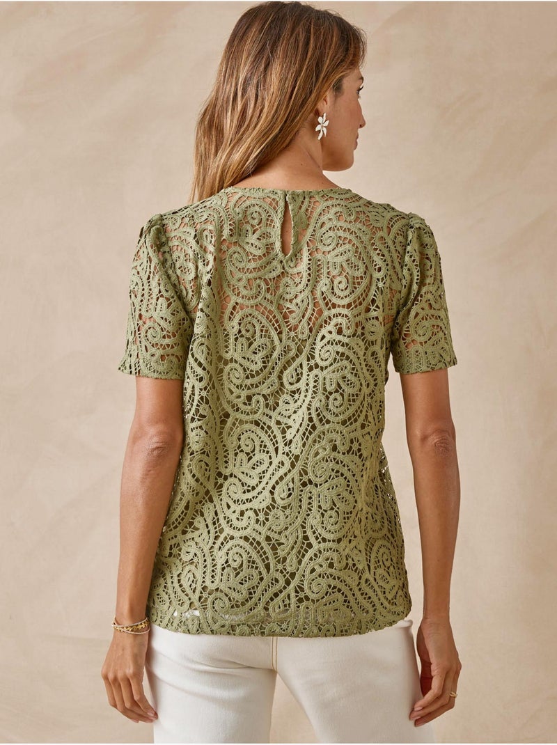 Tee-shirt macramé - DAXON Kaki - Kiabi