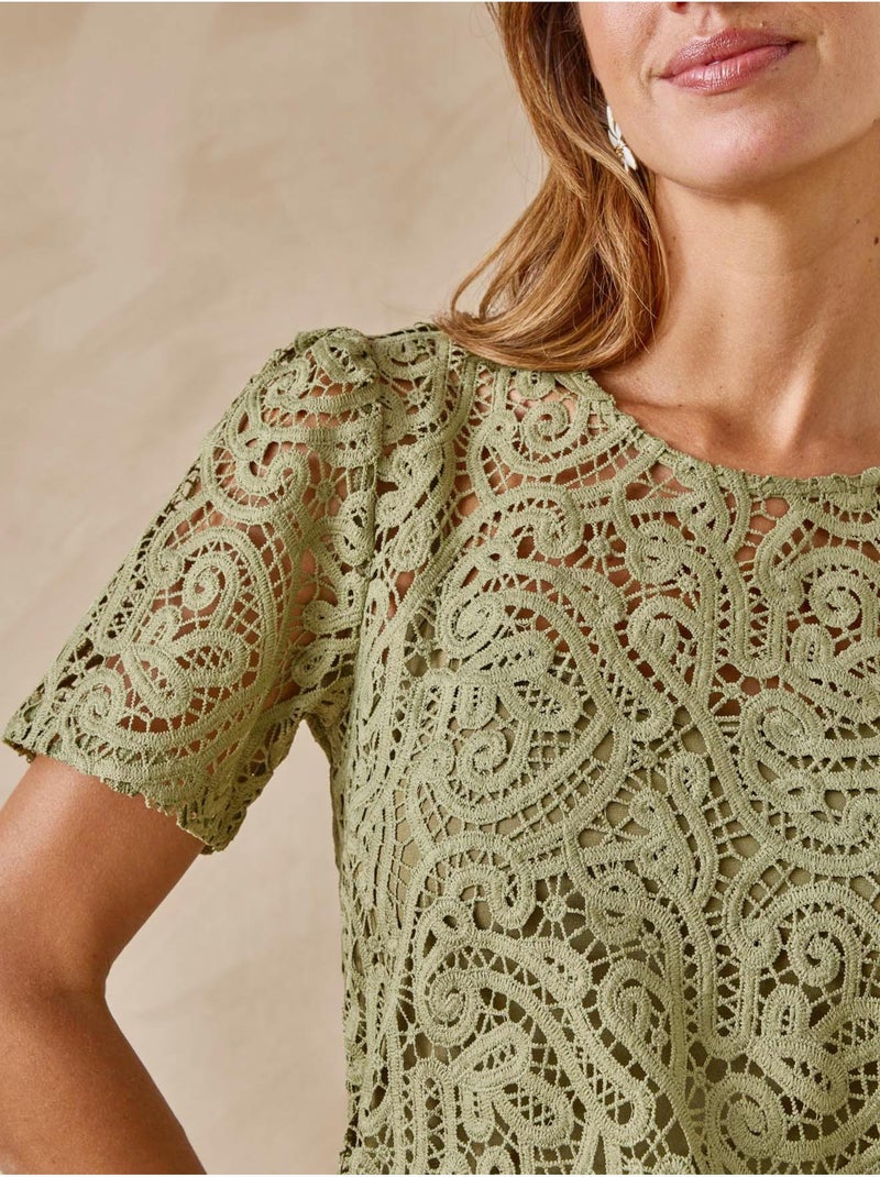 Tee-shirt macramé - DAXON Kaki - Kiabi