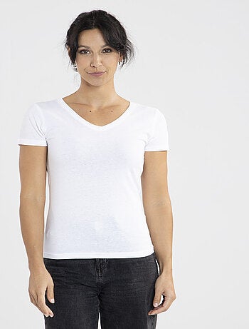 Tee-shirt Mady Blanc Avec Col V | Gerard Pasquier