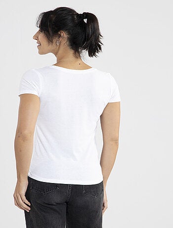 Tee-shirt Mady Blanc Avec Col V | Gerard Pasquier