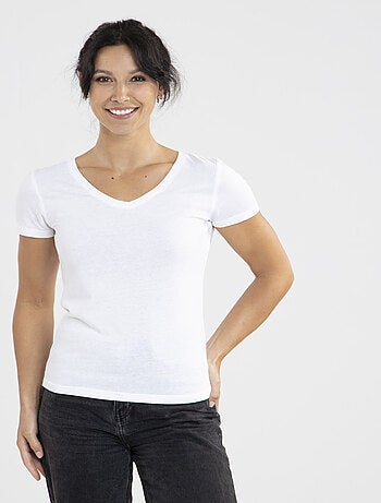 Tee-shirt Mady Blanc | Gerard Pasquier Avec Col V | Gerard Pasquier