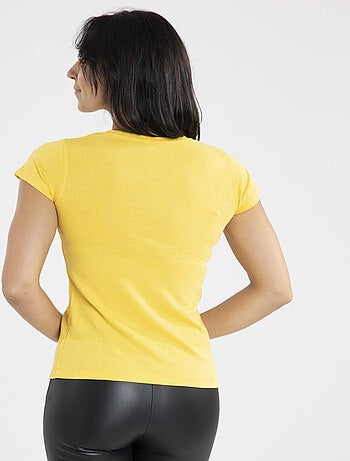 Tee-shirt Mady Jaune | Gerard Pasquier Avec Col V | Gerard Pasquier