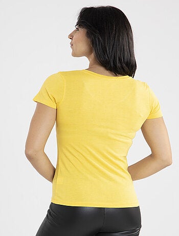 Tee-shirt Mady Jaune | Gerard Pasquier Avec Col V | Gerard Pasquier