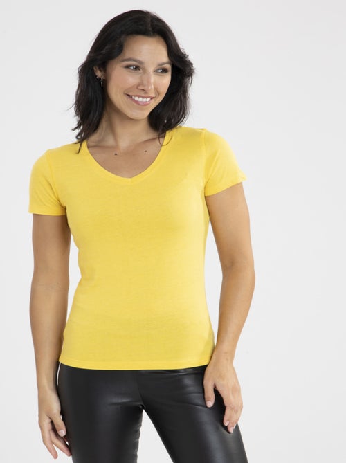 Tee-shirt Mady Jaune | Gerard Pasquier Avec Col V | Gerard Pasquier - Kiabi