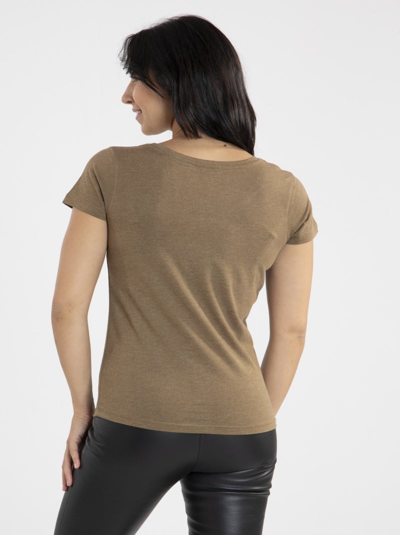 Tee-shirt Mady Marron | Gerard Pasquier Avec Col V | Gerard Pasquier Marron - Kiabi