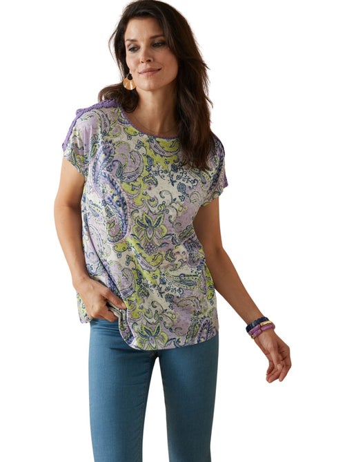 Tee-shirt maiille fantaisie avec macramé - DAXON - Kiabi