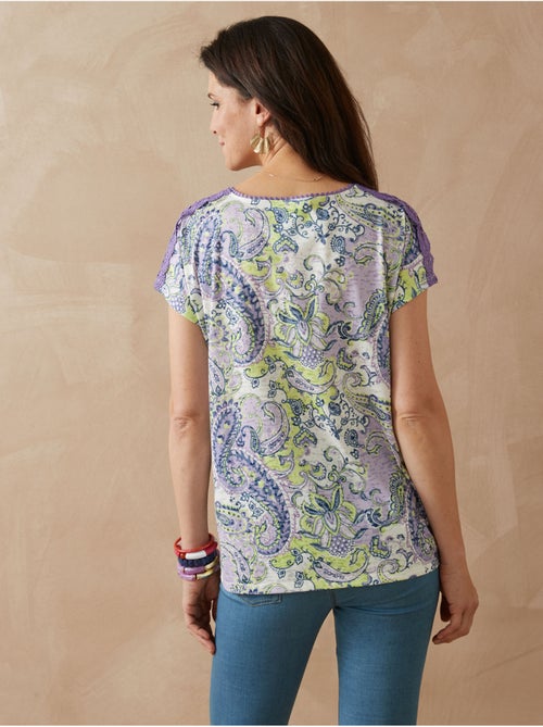 Tee-shirt maiille fantaisie avec macramé - DAXON - Kiabi