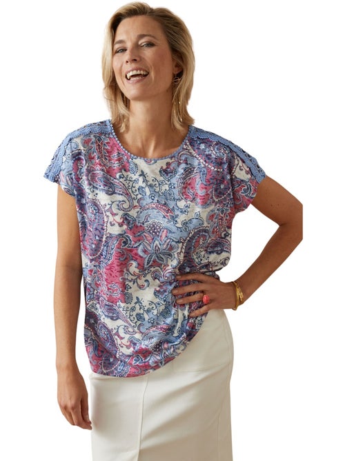 Tee-shirt maiille fantaisie avec macramé - DAXON - Kiabi