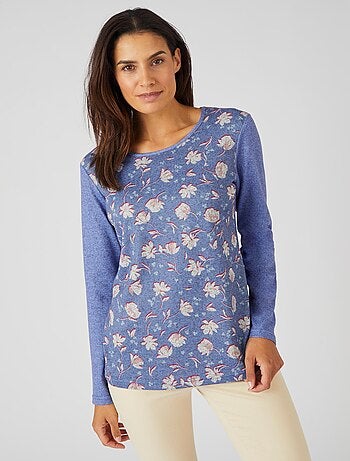 Tee-shirt maille chaude fleuri - Damart